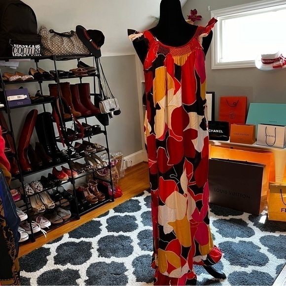 TRACEE ELLIS ROSS Beautiful Ruffled Tropical Maxi Dress - Picture 3 of 5